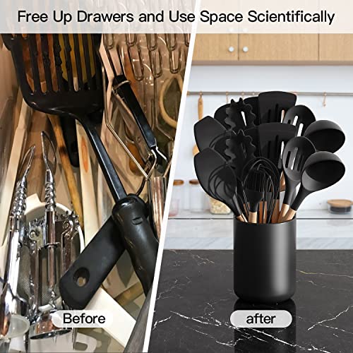 Black Large Utensil Holder for Kitchen Counter