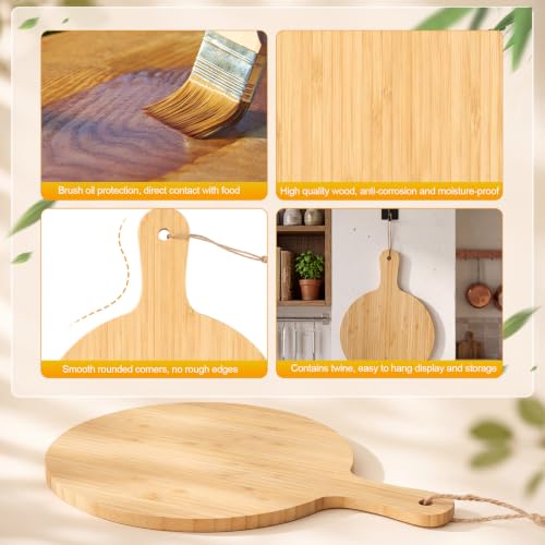 18 Pcs Cutting Board Bulk 13.8" x 9.8" Bamboo Chopping Board with Handle Wood Charcuterie Plank Engraving Serving Kitchen Planks for Wedding Housewarming Gift (13.8" X 9.8" / Bamboo)