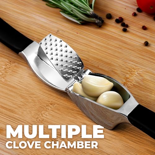 Zulay Stainless Steel Garlic Press Set