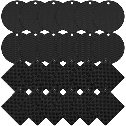 Silicone Trivets Bulk Hot Pads for Kitchen (Black)