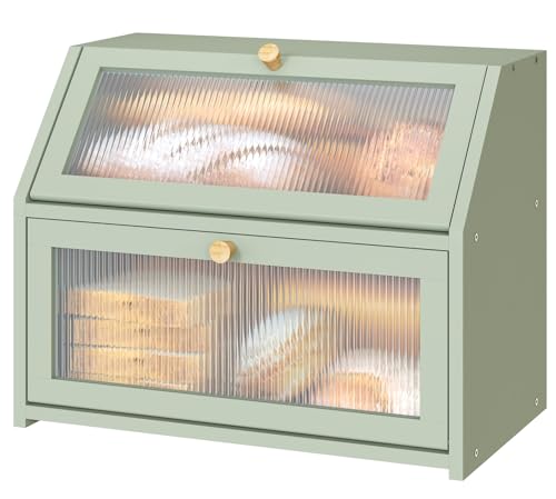 Green Bread Box for Kitchen Counter (Green / Large)