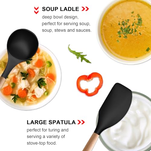 Silicone Cooking Utensils Set of 5 (Standard 5-Piece Set / Black)
