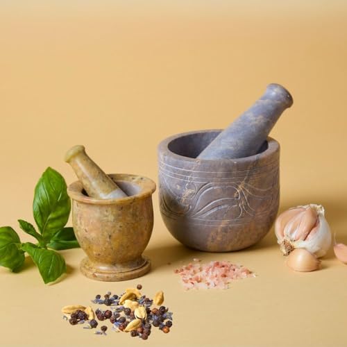 Stone Mortar and Pestle for Grinding Herbs and Spices