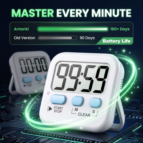 2 Pack Digital Timer for Kids Classroom Kitchen Timers for Cooking (2 * Classic White ( 97%+choice ))