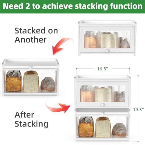 Bamboo Bread Box for Kitchen Countertop (White)
