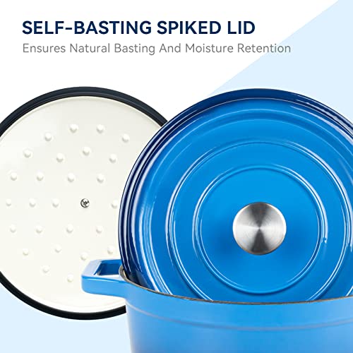6.5 Quart Enameled Dutch Oven Pot with Lid (6.5 QT / Dark Blue)