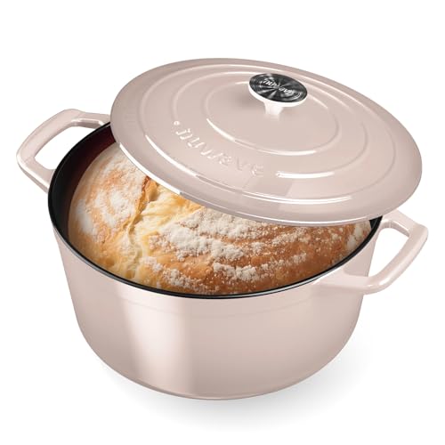 6 Qt PFAS Free Enameled Cast Iron Dutch Oven Pot with Lid (Chiffon)