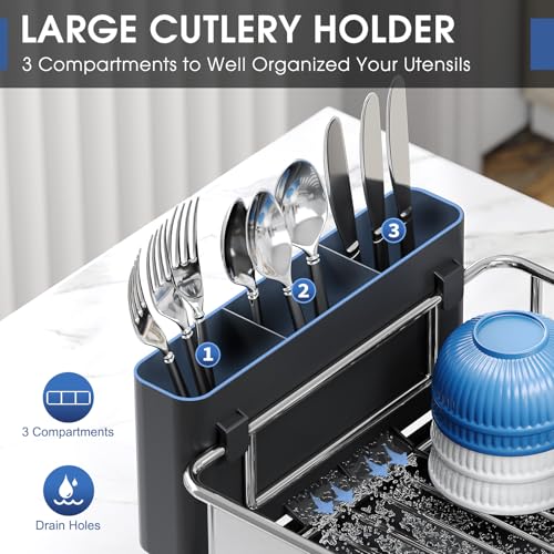 Dish Rack 304 Stainless Steel Dish Drying Rack for Kitchen Counter