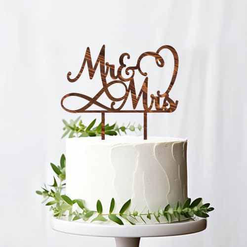 Wedding Cake Topper in Wood with Artificial Flowers