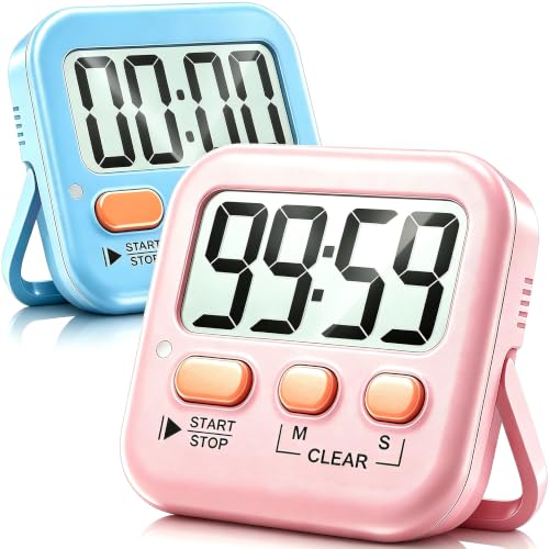 2 Pack Digital Timer for Kids Classroom Kitchen Timers for Cooking (2 * Dreamy Pink + Blue ( 95%+select for Boy & Girl ))