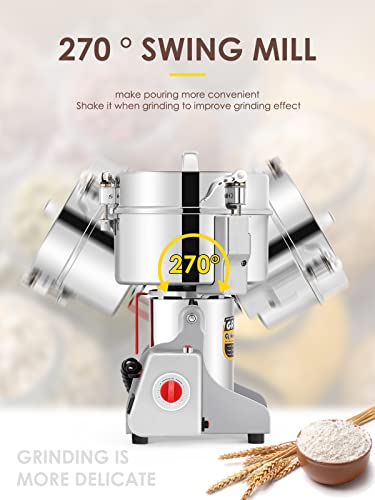 700g Electric Grain Grinder Mill Safety Upgraded 2400W High (700g Swing Type)