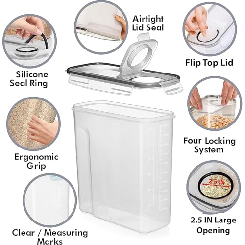 2 Pack (6.3L / 213OZ) EXTRA Large Airtight Food Storage Cereal Containers for Bulk Food Storage BPA-Free Plastic Container, Pantry Organization and Canister for Rice, Pasta, Sugar & Flour
