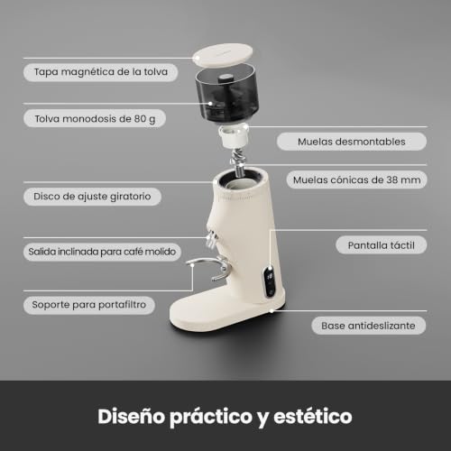 Electric Conical Burr Coffee Grinder (White)