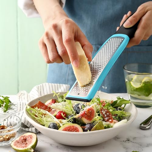 Professional Stainless Steel Lemon Zester Grater with Blade Cover & Soft Grip Handle