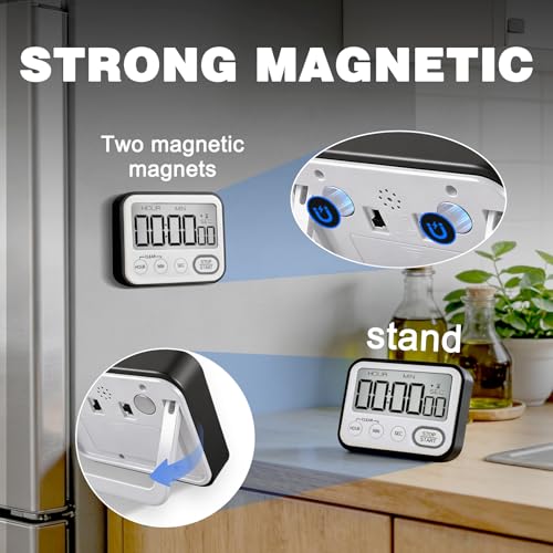 Digital Kitchen Timer Magnetic Loud Alarm (Black)