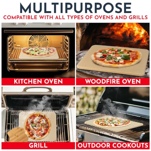 Large Pizza Stone for Oven and Grill Set