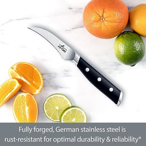 Forged German Stainless Steel Curved Paring Knife (Silver/Black / 3-Inch Curved Pairing Knife)