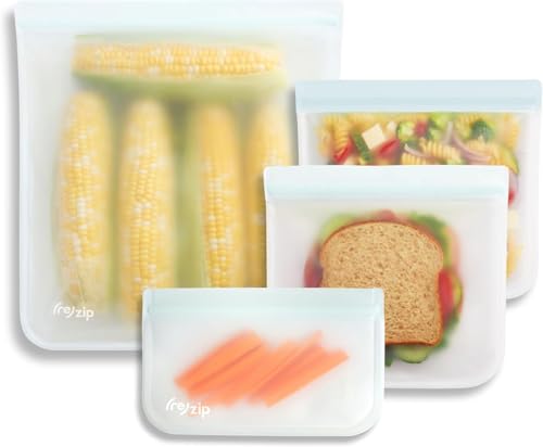 re) zip Flat Lunch Reusable BPA-Free Food Grade Storage Bag Kit | Leakproof, Freezer Safe, Dishwasher Safe, Travel Friendly