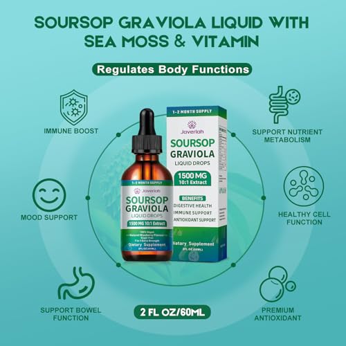 Soursop Graviola Liquid Drops Supplement with Sea Moss Extract