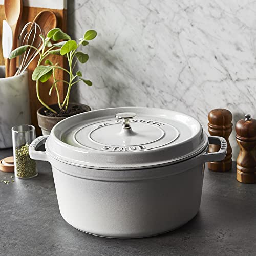 Cast Iron 7 qt Round Cocotte (7-qt Round / White Truffle)