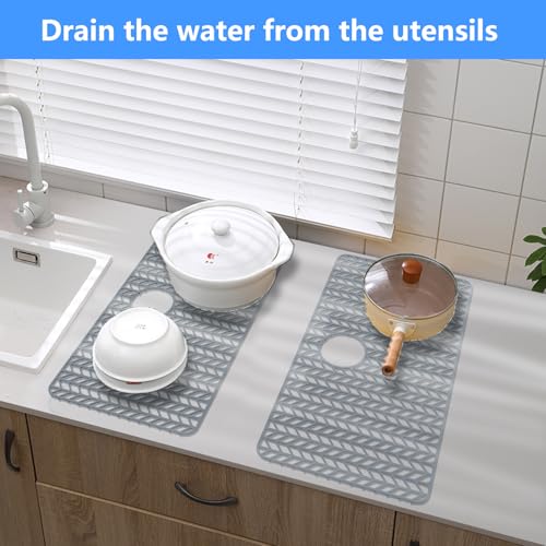 Sink Protectors for Kitchen Sink 30"x16"Rear Silicone Sink Mat (30"x16" Rear / Gray)