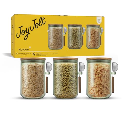 Holden 32oz Stackable Glass Storage Containers with Lids and Scoops