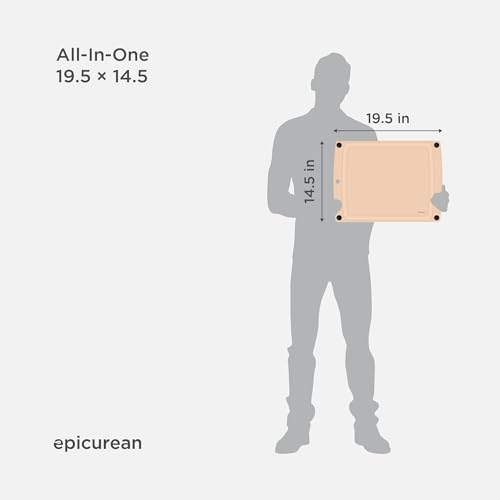 All-In-One Cutting Board, 19.5" x 14.5" Juice Groove, Natural (19.5"L x 14.5"W / Natural/Black)
