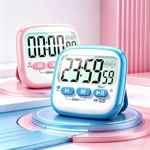 2 Pack Classroom Timers for Kids Teachers (2* Sky Blue & Pink)