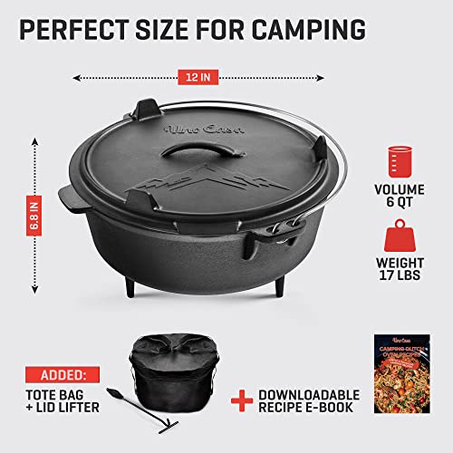 6 Qt Cast Iron Dutch Oven for Camping