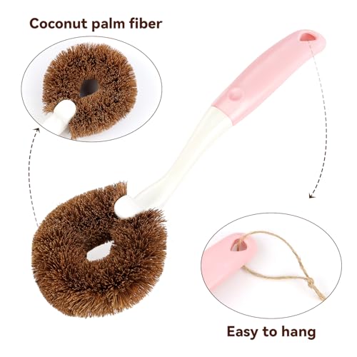 2 Pack Kitchen Scrub Brushes for Cleaning Dish Brush with Handle for Pans