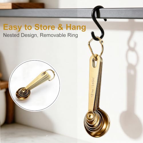 7 Piece Measuring Spoons Set (Gold / Spoons of 7)