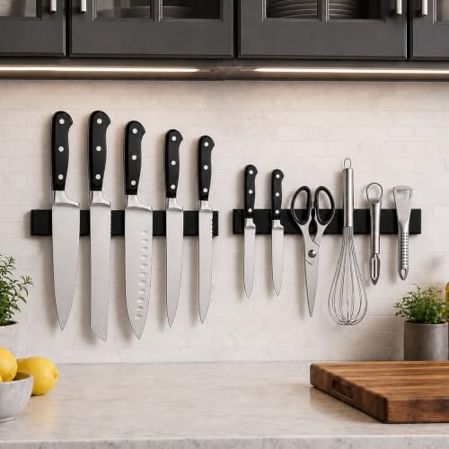2 Pack 12 Inch Magnetic Knife Strips (12 Inch / Black 2 Pack)