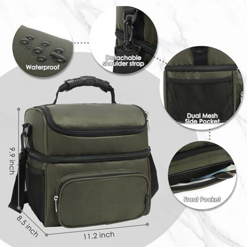 Double Layer Cooler Insulated Lunch Bag Adult Lunch Box Large Tote Bag for Men