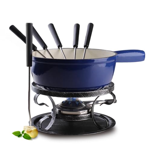 Cast Iron Cheese Fondue Pot Set