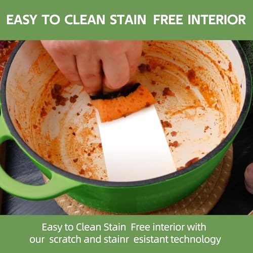 3 Quart Dutch Oven Enameled Cast Iron with Lid (Green / 3 QT)