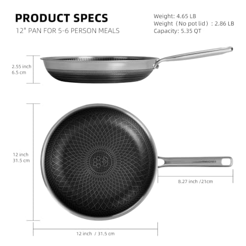 12 Inch Hybrid Honeycomb Nonstick Skillet with Lid (12inch with Lid)