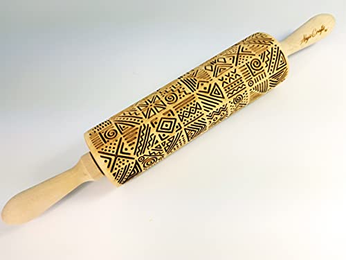 Embossing Rolling Pin Laser engraved rolling pin Gift for pottery and cookies by Algis Crafts