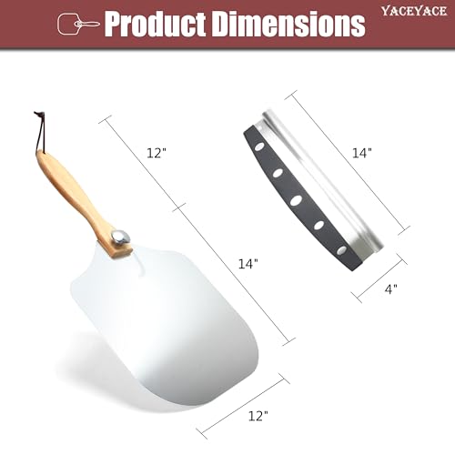 Square metal pizza turning peel foldable wooden handle