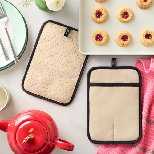 Spade Flower Soft Silicone Pot Holder 2 (Beige/Black)