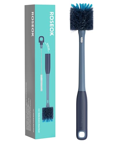 2 in 1 Long Handle Bottle Brush with Straw Brush for Cleaning Glass