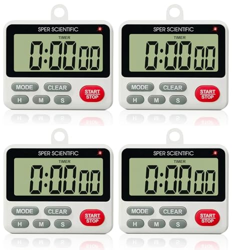 24 Hour Digital Lab + Kitchen Timer with LED Light 810001 (4 Pack)