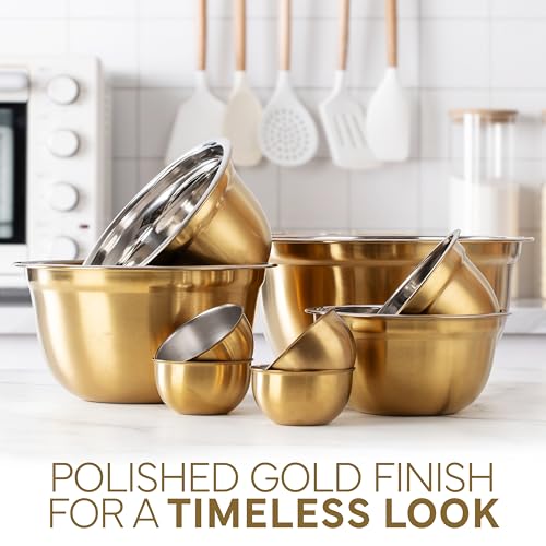 18 Piece Mixing Bowls Set with Airtight Lids (Gold)