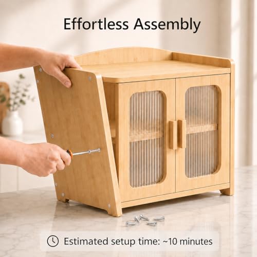 Bread Box for Kitchen Countertop (Natural Bamboo)