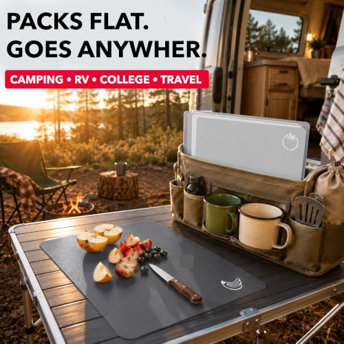 Extra Thick Flexible Plastic Cutting Board Mats With Food Icons & EZ