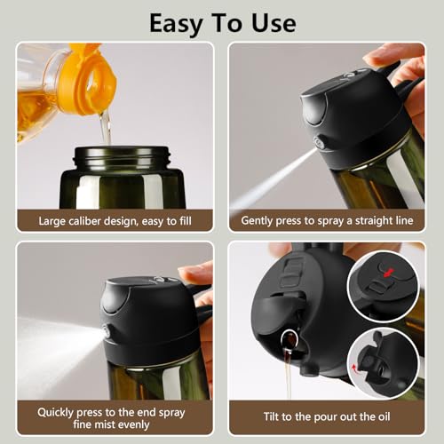 2PCS Olive Oil Dispenser and Oil Sprayer (Black&White / 2 Pack)