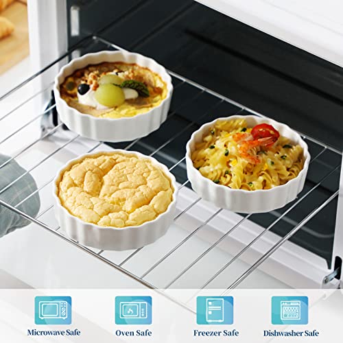 Porcelain Shallow Creme Brulee Dishes for Baking Oven Safe Set of 6