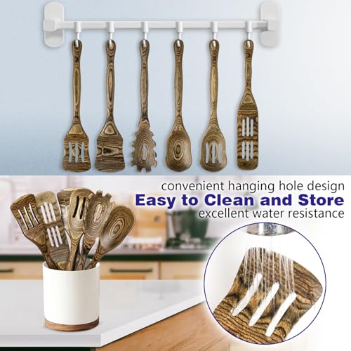 Wooden Kitchen Utensils for Cooking Wooden Spoon Tools Set Wood Spurtle Spatula Salad Fork Cookware Butter Knife Slotted Spatula Set Non