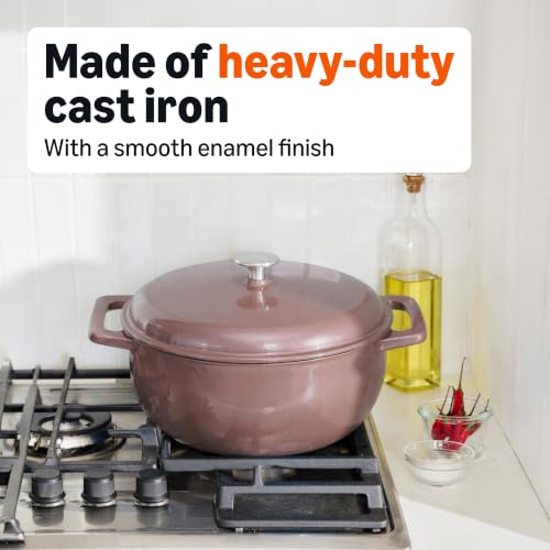 Enameled Cast Iron Dutch Oven Pot With Lid (4.3 Qt / Clay)