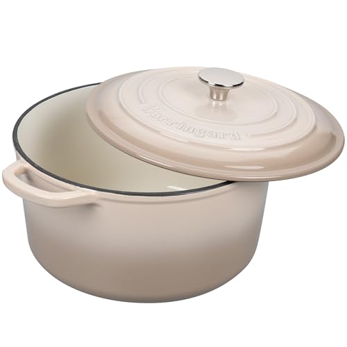 Enameled Cast Iron Dutch Oven Pot with Lid (6 QT / Latte)