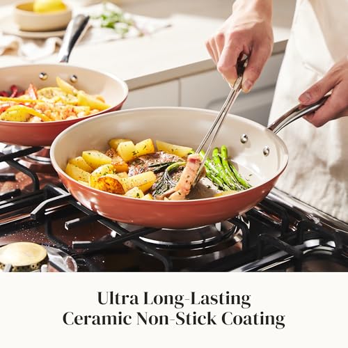 Nonstick Ceramic Frying Pan Set Egg Frying Pan 8 (Pumpkin Orange / 8+9.5+11 Inch)